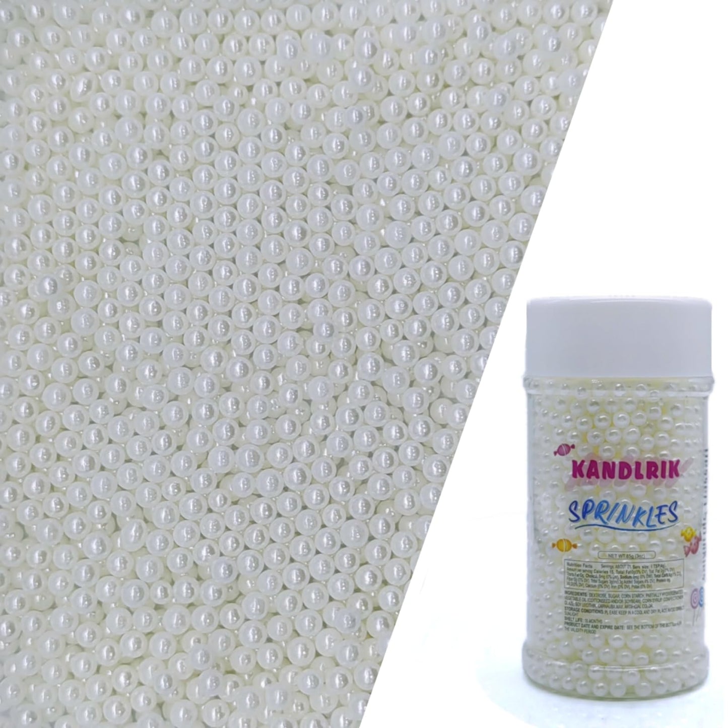 Edible White Pearl Sugar Sprinkles Candy 4mm Mini Pearls Cake Decorations Cupcake Toppers Cookie Decorating Perfect for Wedding 