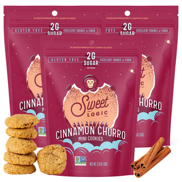 Sweet Logic Mini Cookies - Cinnamon Churro Snickerdoodle Cookies - Nut Free - Gluten Free Snacks - Keto - High Fiber - Non-Gmo - Low Sugar - Low Carbs - Diaplayic & Gut Friendly Desserts (3-Pack)
