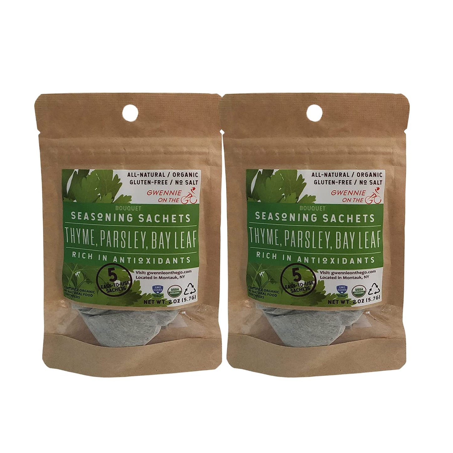 Gwennie on the GO - Seasoning Sachets | Thyme, Parsley & Bay Leaf | Certified Organic | Gluten- Free | Resealable Pouch | Season