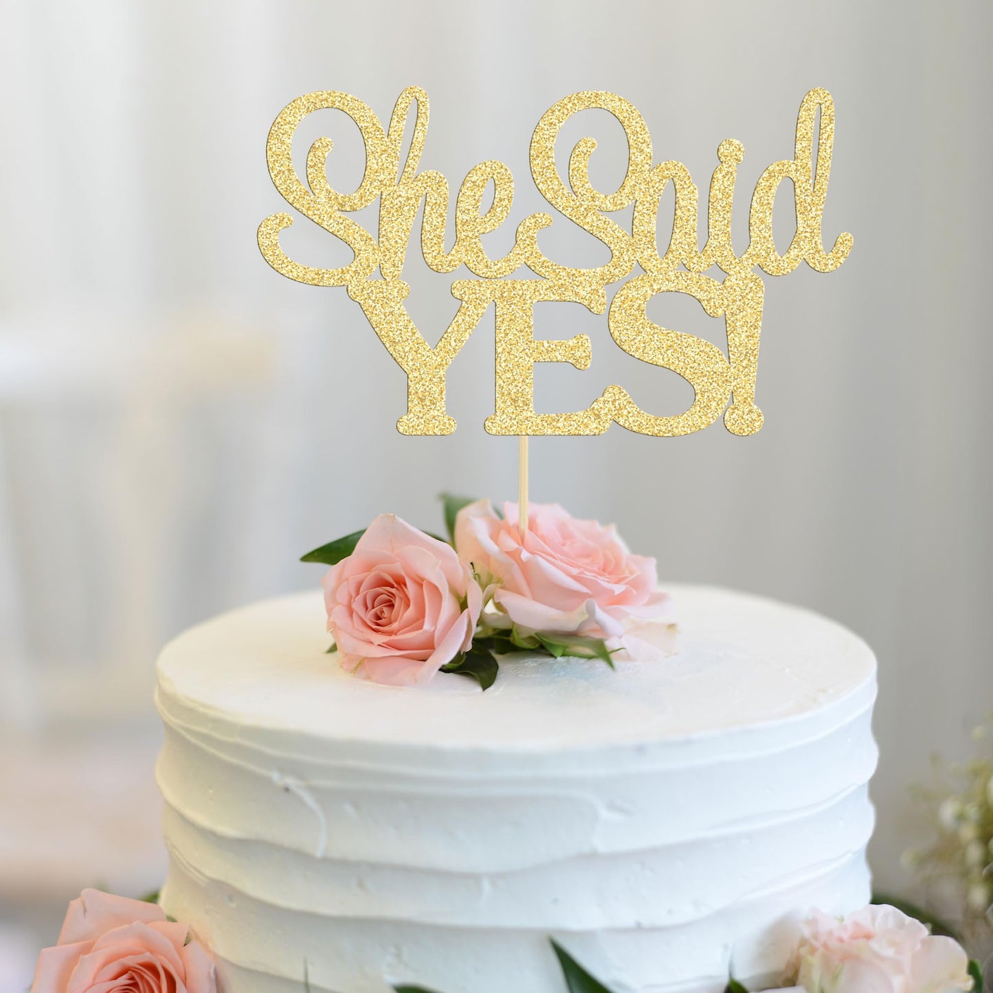 Gyufise 1Pcs Gold She Said Yes Cake Topper For Engagement Bridal Shower Wedding Shower Proposal Bachelorette Party Decorations S