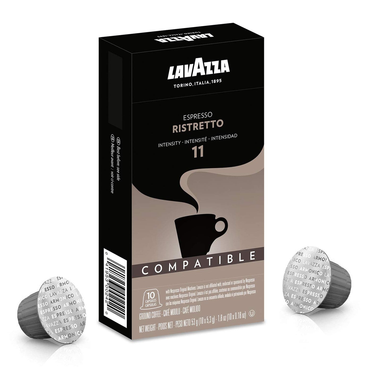 Lavazza Ristretto Noble Dark Roast Coffee compact pieces Compatible with Nespresso, 10 Count (Pack of 6)