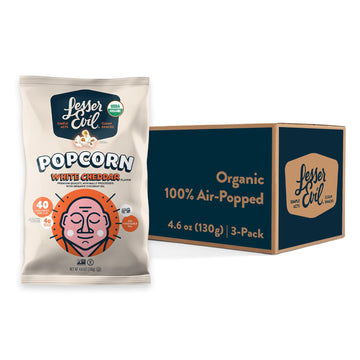 Lesserevil No Cheese Cheesiness Organic Popcorn, Premium Quality, Minimally Processed, No Vegetable Oil, 4.6 Oz, Pack Of 3.