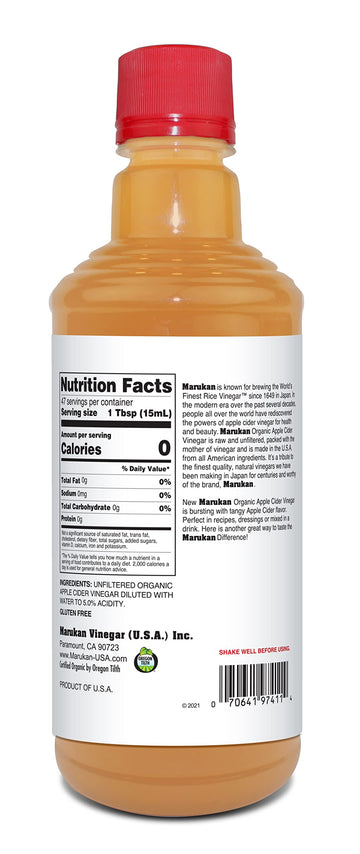 Marukan Organic Apple Cider Vinegar, Raw & Unfiltered, 24 Fl Oz