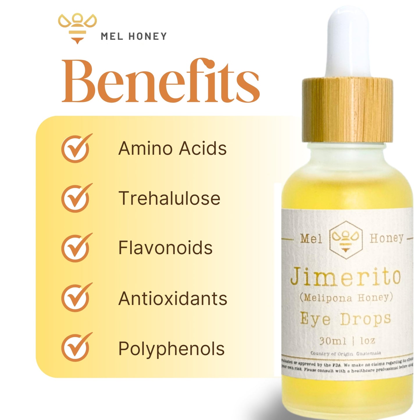 Jimerito Honey Drops - 30 Ml - Miel Melipona - Gotas De Miel Chumelito Miel Virgen - Stingless Bee Honey From Yucatan Peninsula