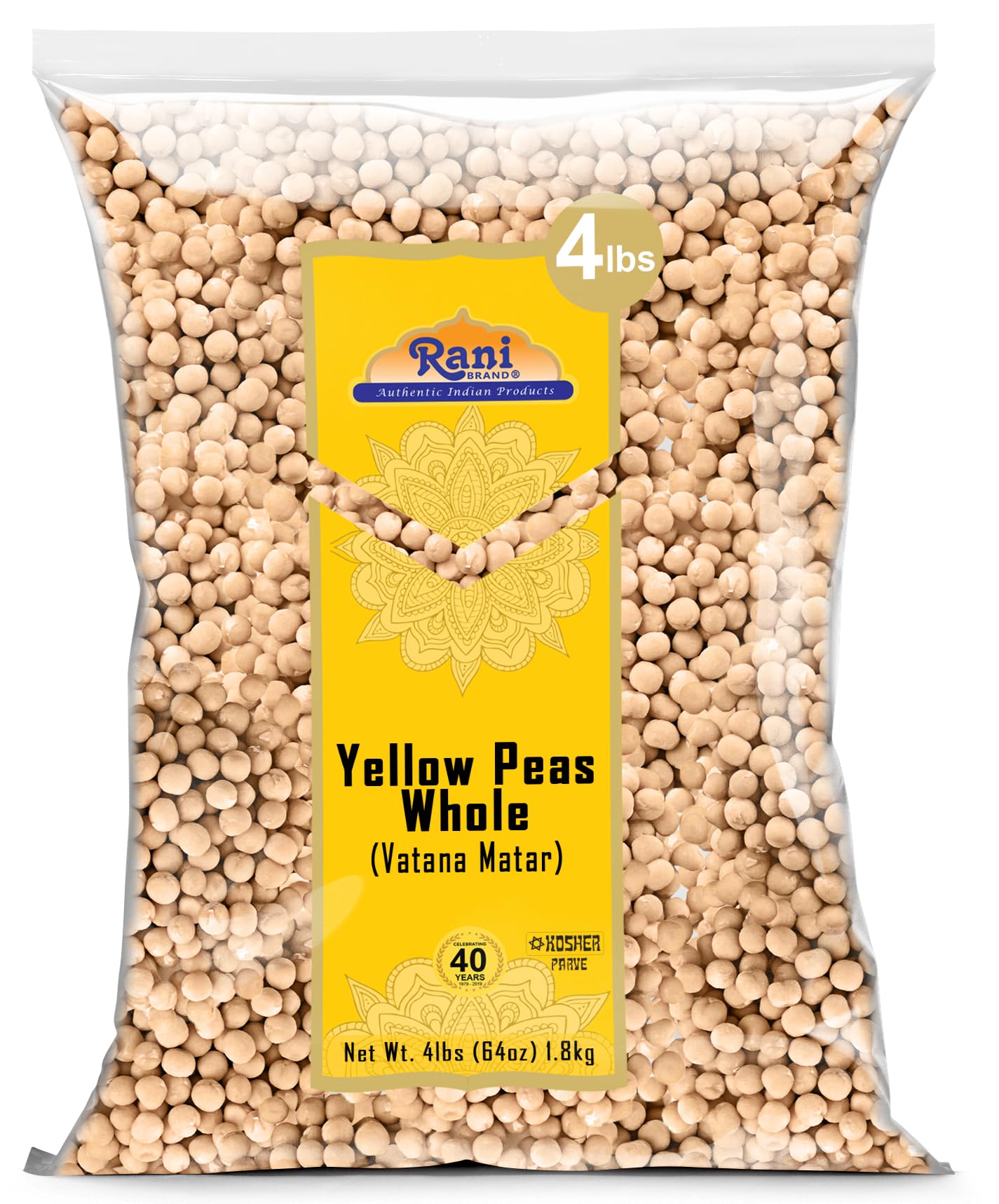 Rani Yellow Peas Whole, Dried (Vatana, Matar) 64Oz (4Lbs) 1.81Kg Bulk ~ All Natural | Vegan | Gluten Friendly | Kosher | Product Of Usa