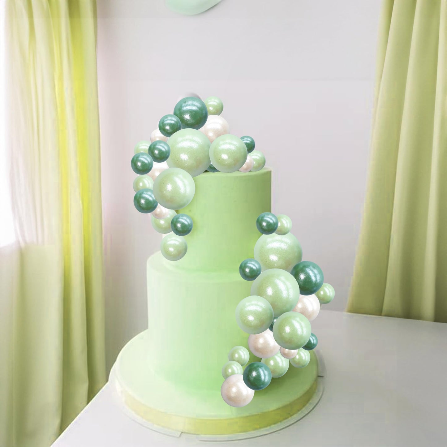 Ephlyn 30Pcs Ball Cake Picks Colorful Ball Shaped Cake Topper Pearl Balls Cupcake Cake Insert Topper For Birthday Party Wedding