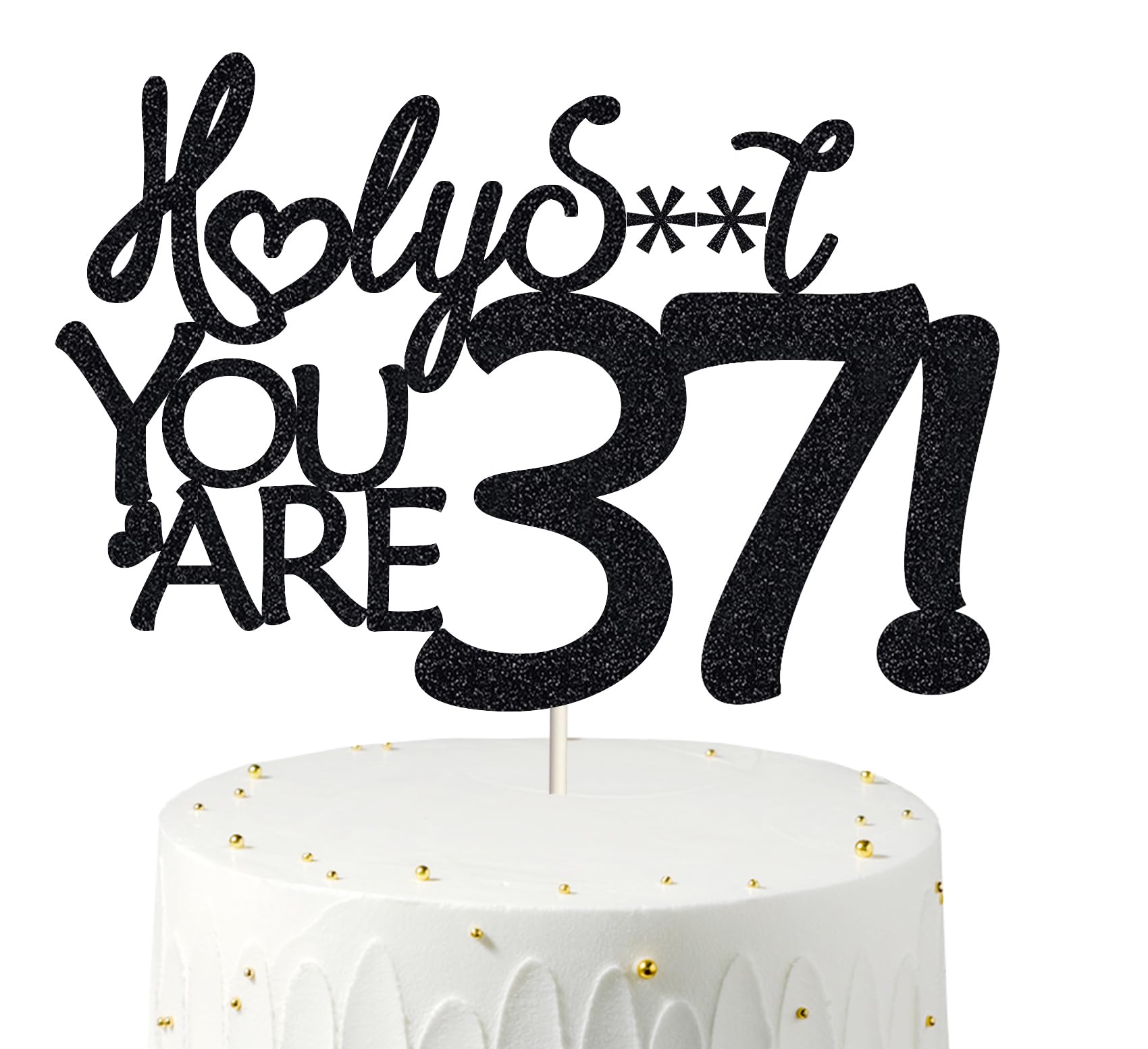 37 Birthday Cake Toppers-Black Glitter, Funny 37th Cake Topper for Men,37 Cake Topper For Women, 37th birthday decorations,37th 
