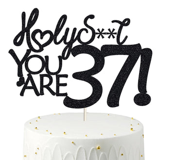 37 Birthday Cake Toppers-Black Glitter, Funny 37th Cake Topper for Men,37 Cake Topper For Women, 37th birthday decorations,37th 