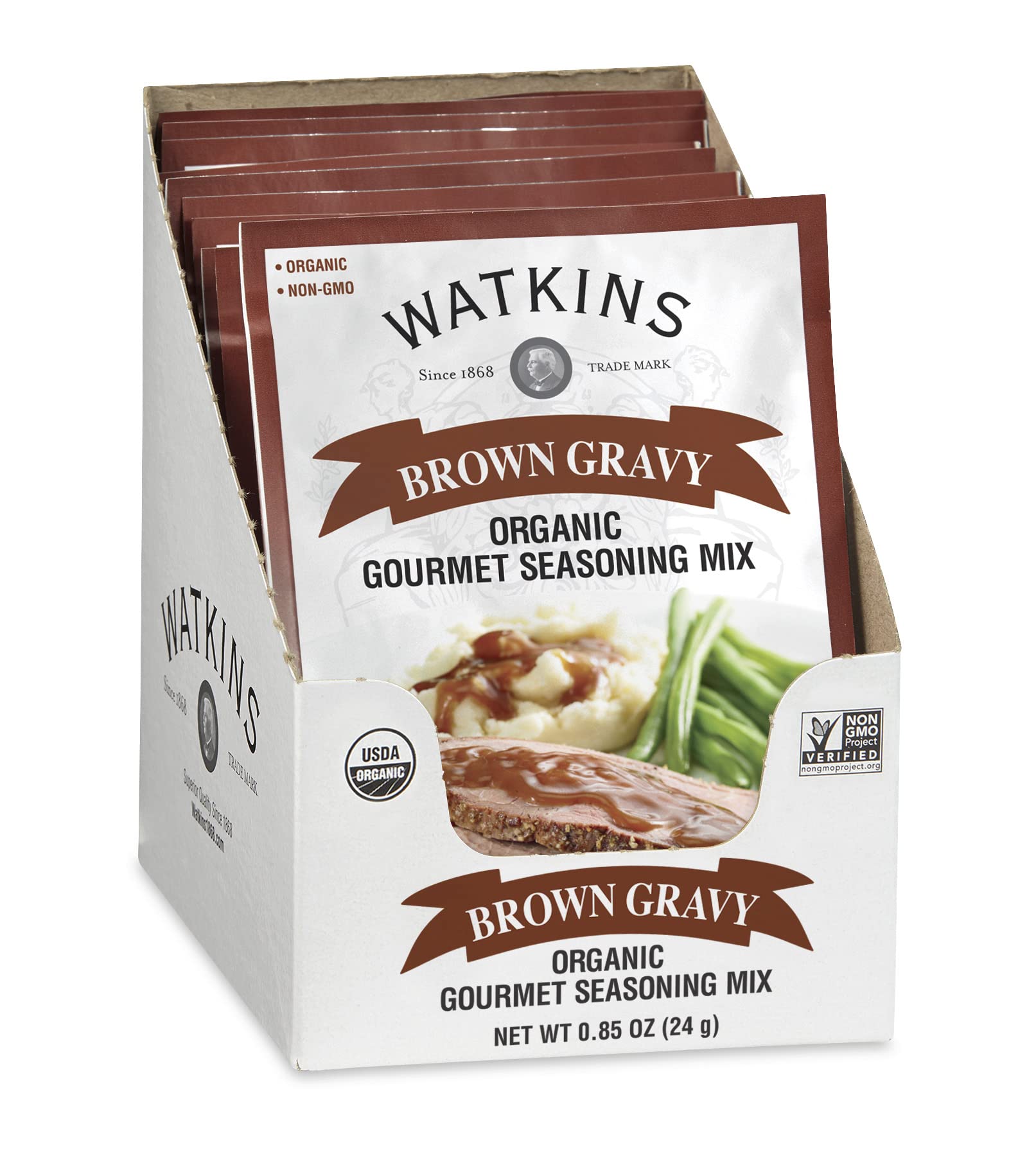 Watkins Organic Brown Gravy Gourmet Seasoning Mix, 0.85 Oz (Pack Of 12)