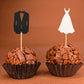 Arthsdite 24Pcs Bride And Groom Cupcake Toppers Wedding Dress And Tux Cupcake Picks Bridal Shower Wedding Engagement Anniversary