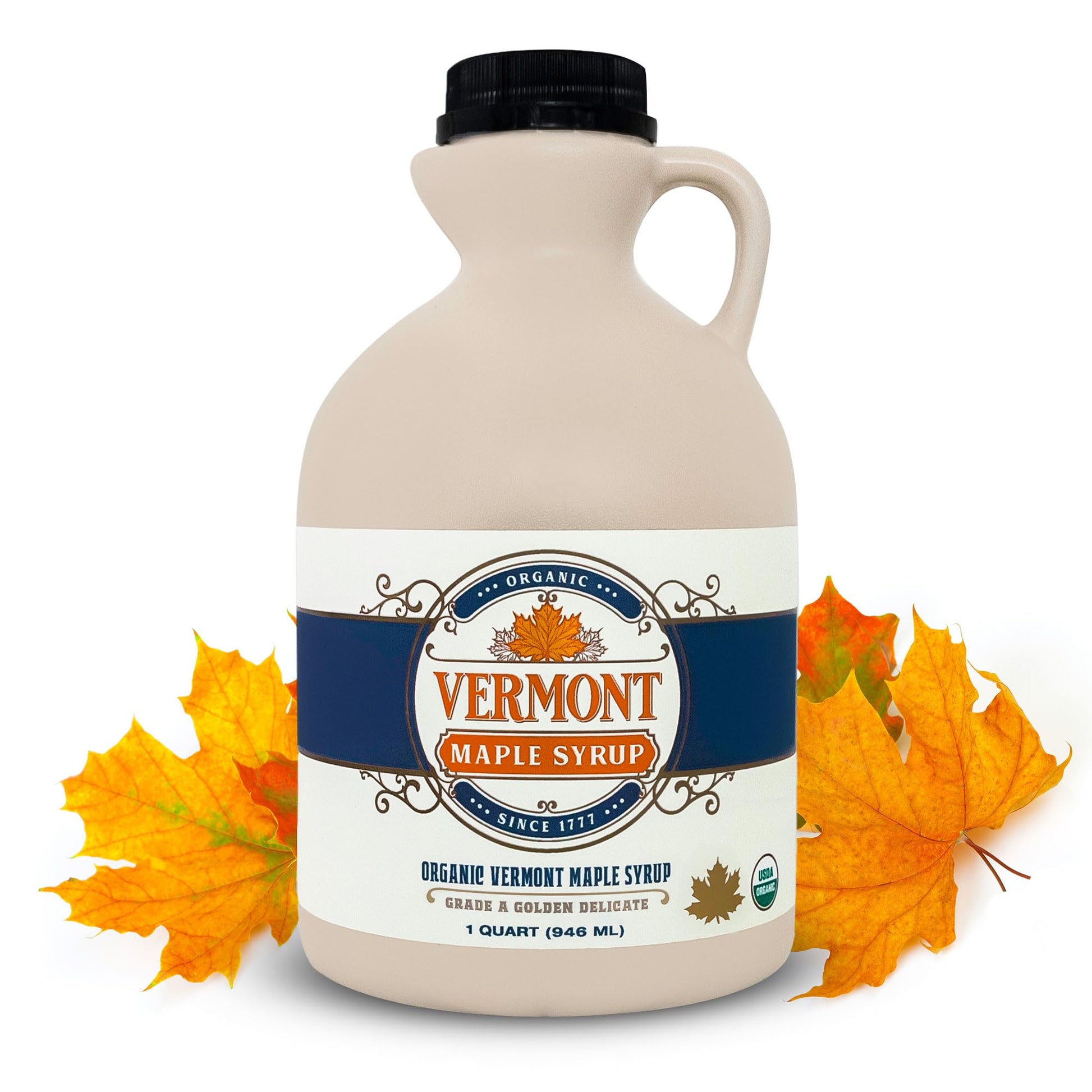 Vermont Maple Syrup - 32 Oz High Standard  Golden Delicate Organic Maple Syrup - 100% Pure And Authentic Maple Syrup For Pancakes  Waffles And More - Nut Free  Gluten Free  Vegan  Paleo