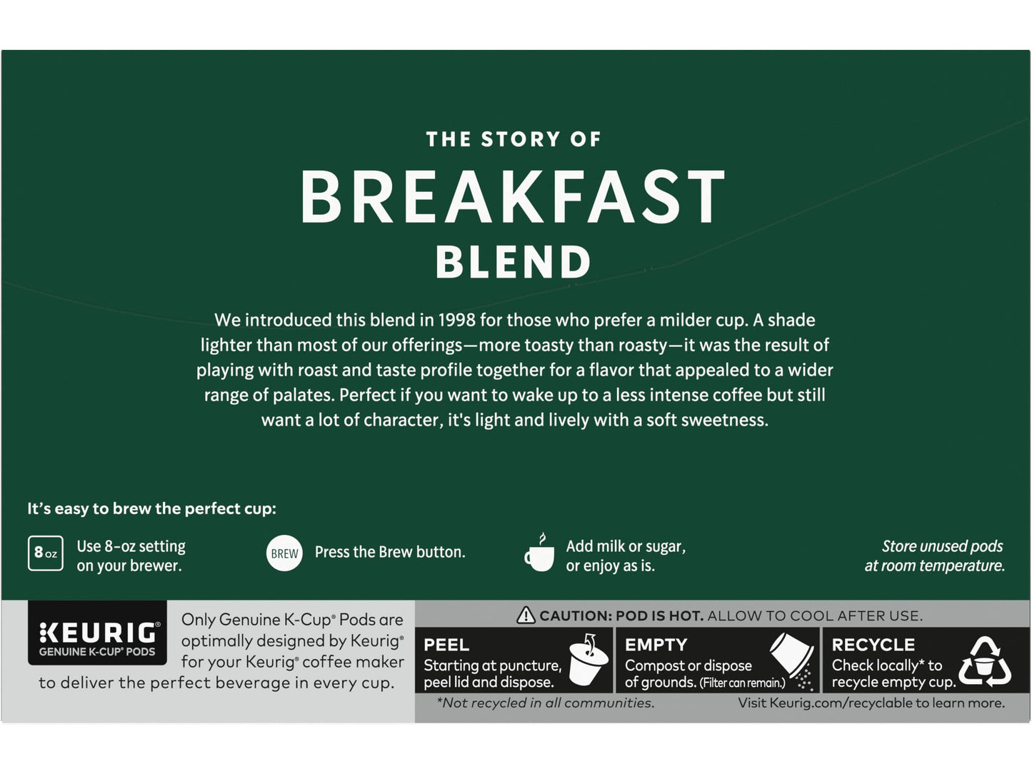 Starbucks K-Cup Pods Veranda Blend Coffee Blonde Roast 100% Arabica 10 Count (Pack of 6)