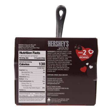 Valentines Heart Cast Iron Skillet With Hersheys Special Dark Brownie Mix, Instructions Included, Gourmet Dessert Gift, 4.8 Ounc