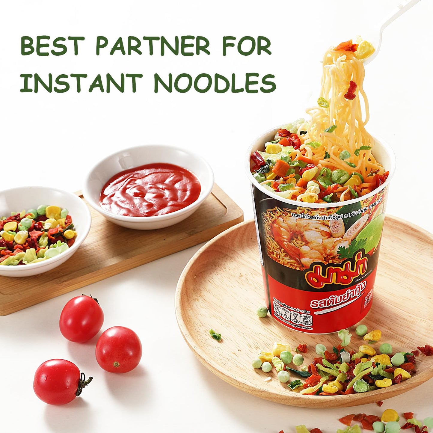 Dried Ramen Toppings, Dehydrated Vegetables Flakes, 8 Kinds Of Freeze Dried Veggies, No Gluten & No Allergen, For Cooking, Campi