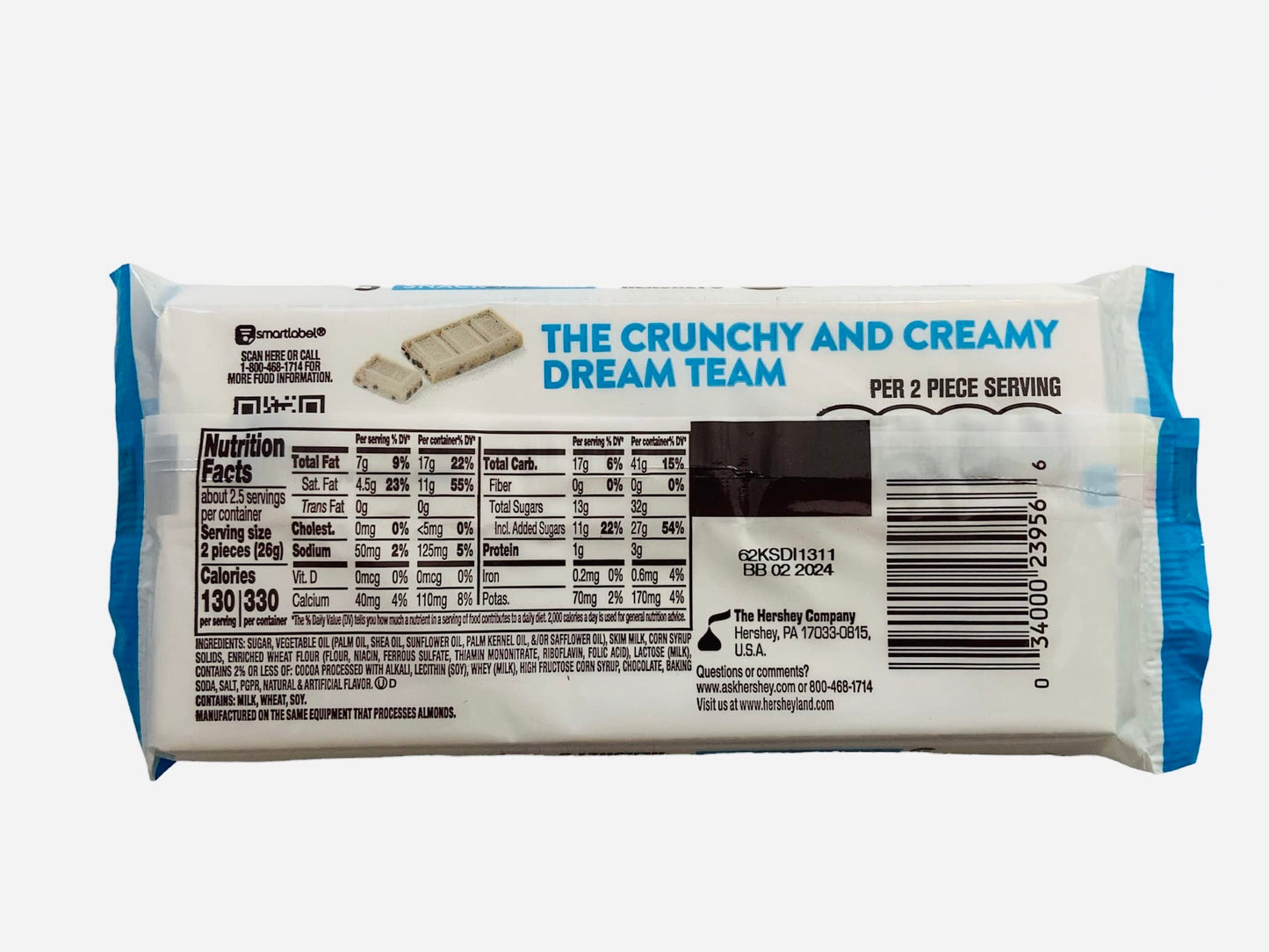 Hersey'S Cookies N Creme Snack Size Bars 1 Pk Of 5, 2.25 Oz