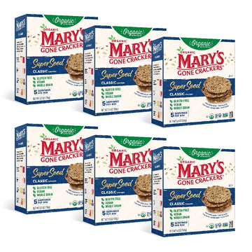 Mary s Gone Crackers Organic Super Seed Crackers, Classic - Gluten-Free, NON-GMO, Vegan & Whole Grain, 5.5 Ounce (Pack of 6)
