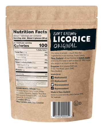 Soft Eating Black Licorice - Rj'S Licorice 7.05Oz Bags - Non-Gmo, No Hfcs, Vegan-Friendly & Kosher - Batch Made In New Zealand