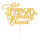 EDSG Customized Cake Topper - Personalized Happy Birthday Decoration, Gold, Paper, Any Name & Age