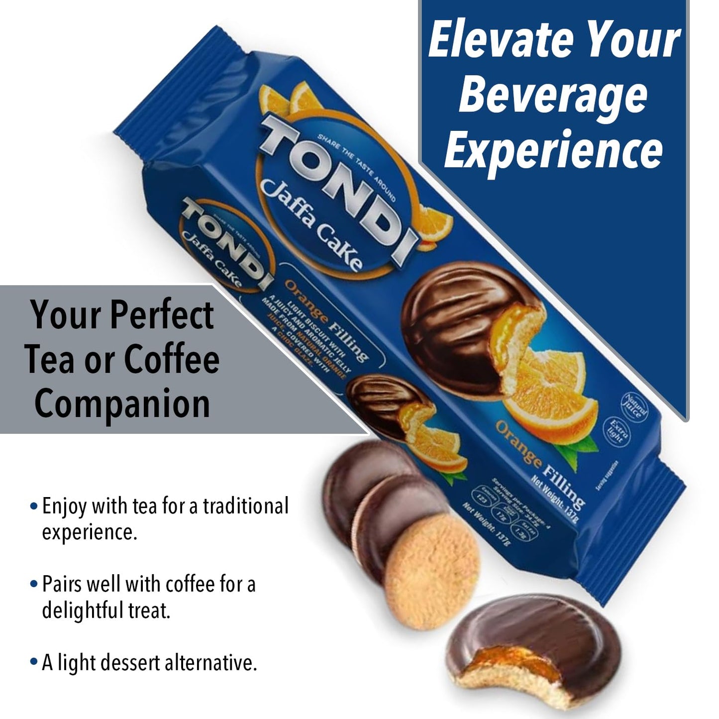 Tondi Variety 6 Pack European Biscuits, Jaffa Cakes 2 Orange Filling, 2 Strawberry Filling And 2 Cherry Filling 137G/Each