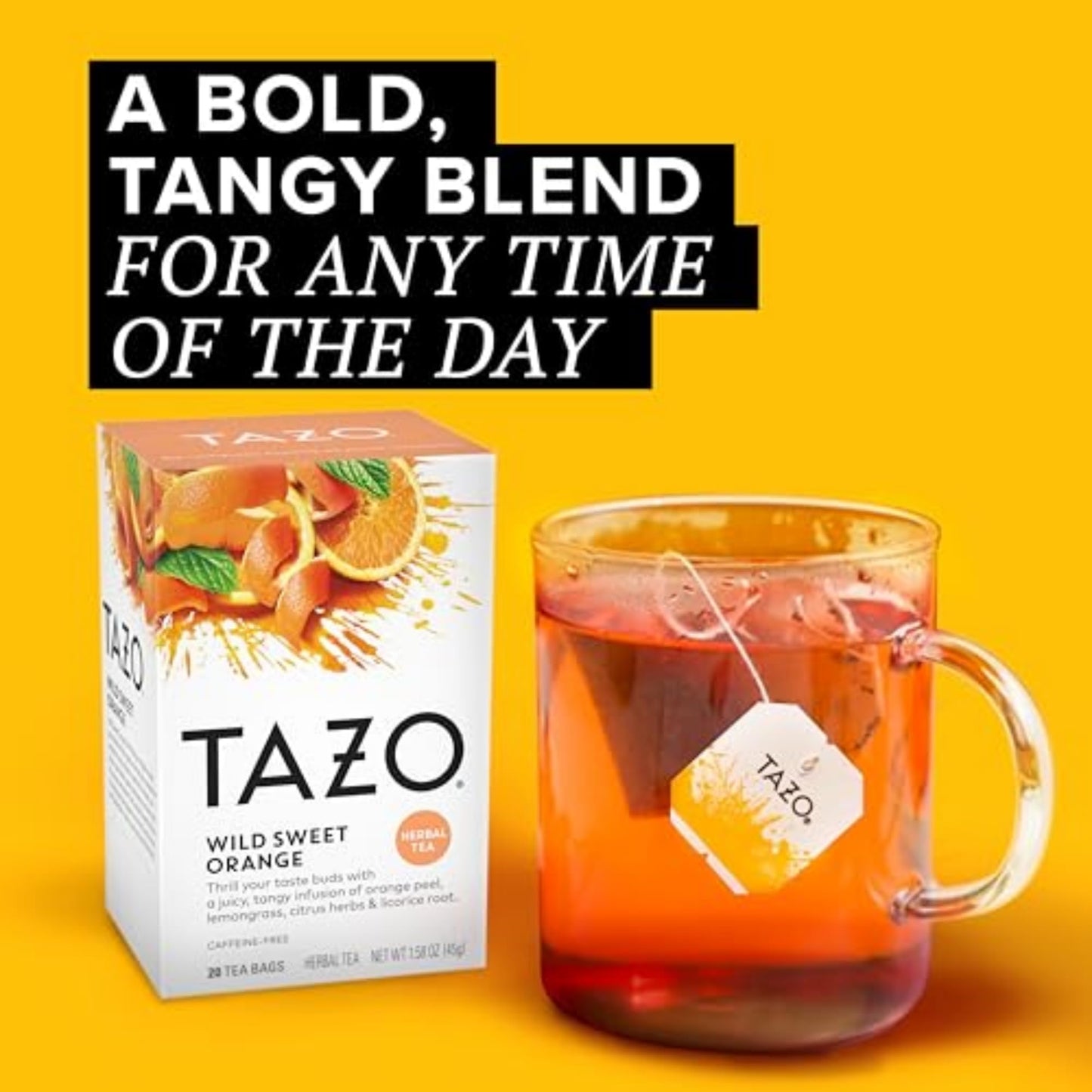 TAZO Wild Sweet Orange Herbal Tea Bags, Caffeine Free, 20 Count, Unsweetened, Model 68182875