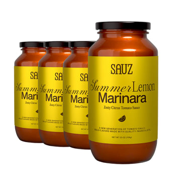 Summer Lemon Marinara Pasta Sauce, 25 Oz Jar (4-Pack), Fresh Citrus Zest, Gluten-Free, Non-GMO, Multi-Use Tomato Sauce with Clea