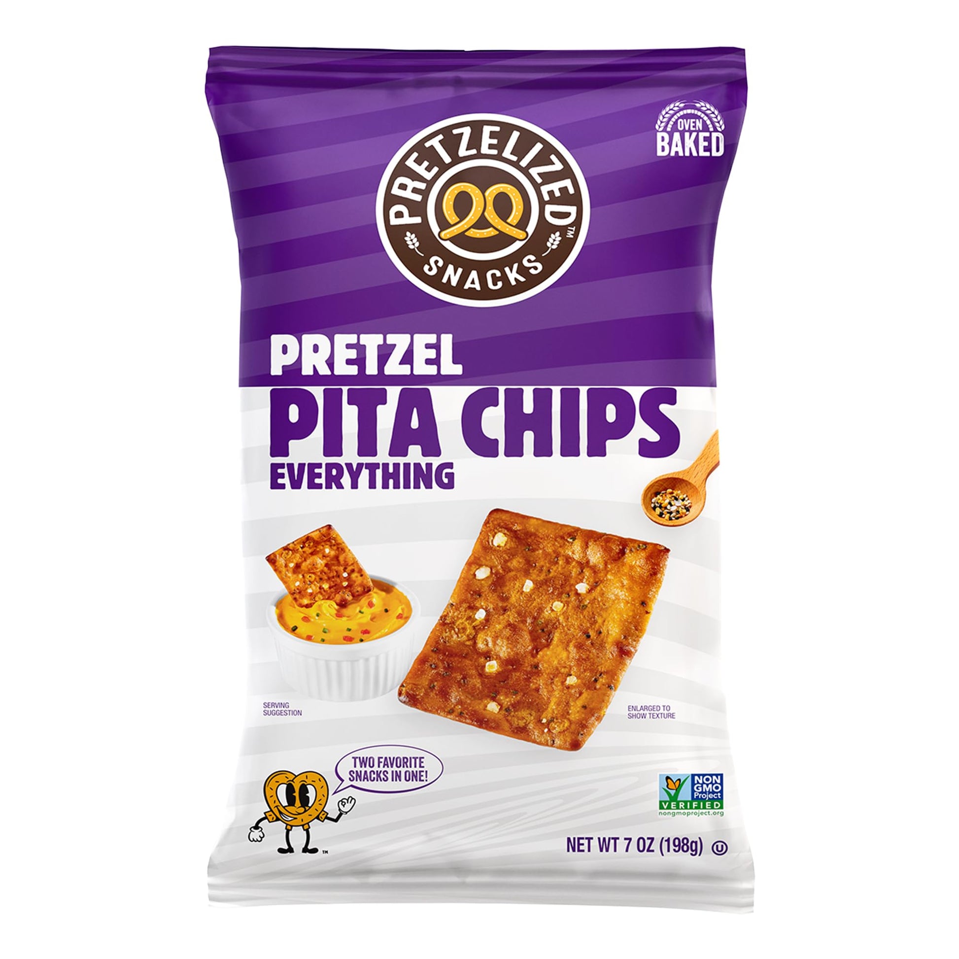 PRETZELIZED Snacks PRETZELIZED Pretzel Pita Chips, Everything Flavored, 7oz Bag (Pack of 12)