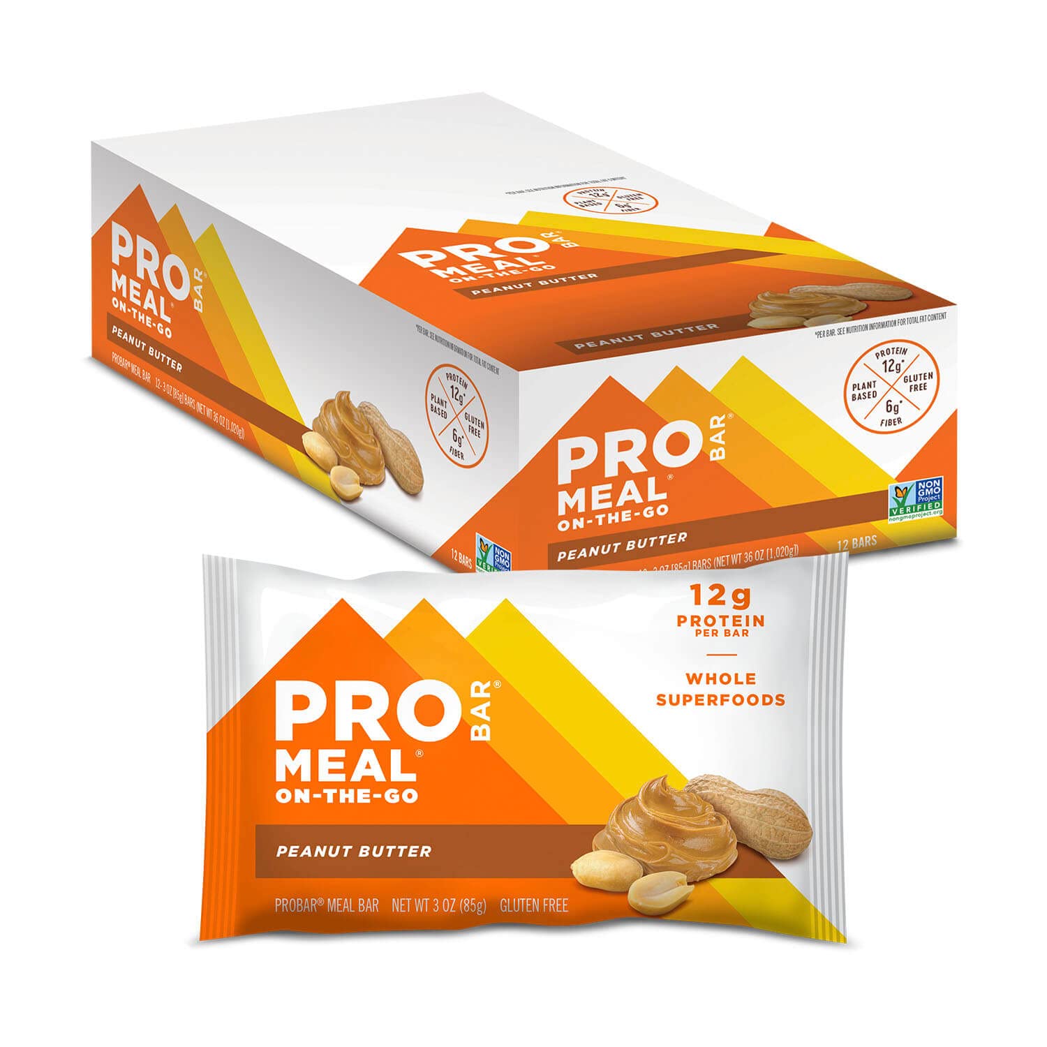Probar - Meal Bar, Peanut Butter, Non-Gmo, Gluten-Free, Healthy, Plant-Based, Whole-Food Ingredients, Natural Energy (12 Count)