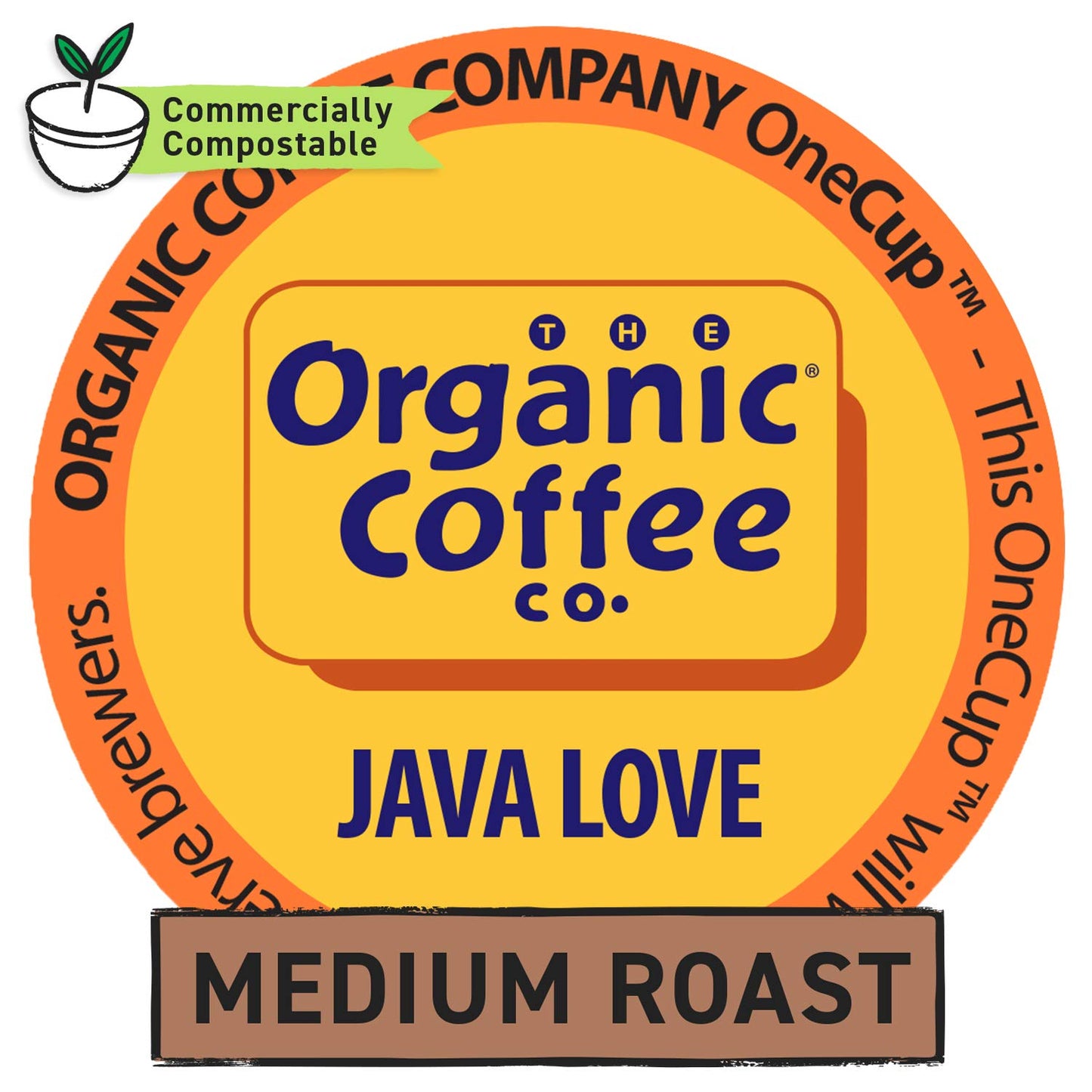 The Organic Coffee Co. Compostable Coffee Pods - Java Love (12 Ct) K Cup Compatible Including Keurig 2.0, Medium Roast, Usda Org