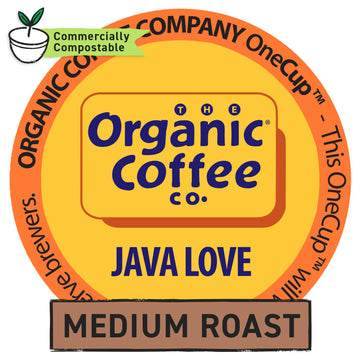 The Organic Coffee Co. Compostable Coffee Pods - Java Love (12 Ct) K Cup Compatible Including Keurig 2.0, Medium Roast, Usda Org