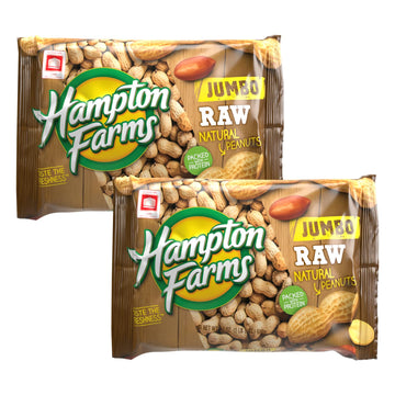 Hampton Farms - Jumbo Raw Natural In-Shell Peanuts - Great for Boiling - 24 oz. Bags - 2 Pack
