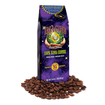 Imagine Kona UltraViolet Blu Light Infused Biodynamic Special Edition | Organic Whole Coffee Beans | Made From Premium Hawaiian 
