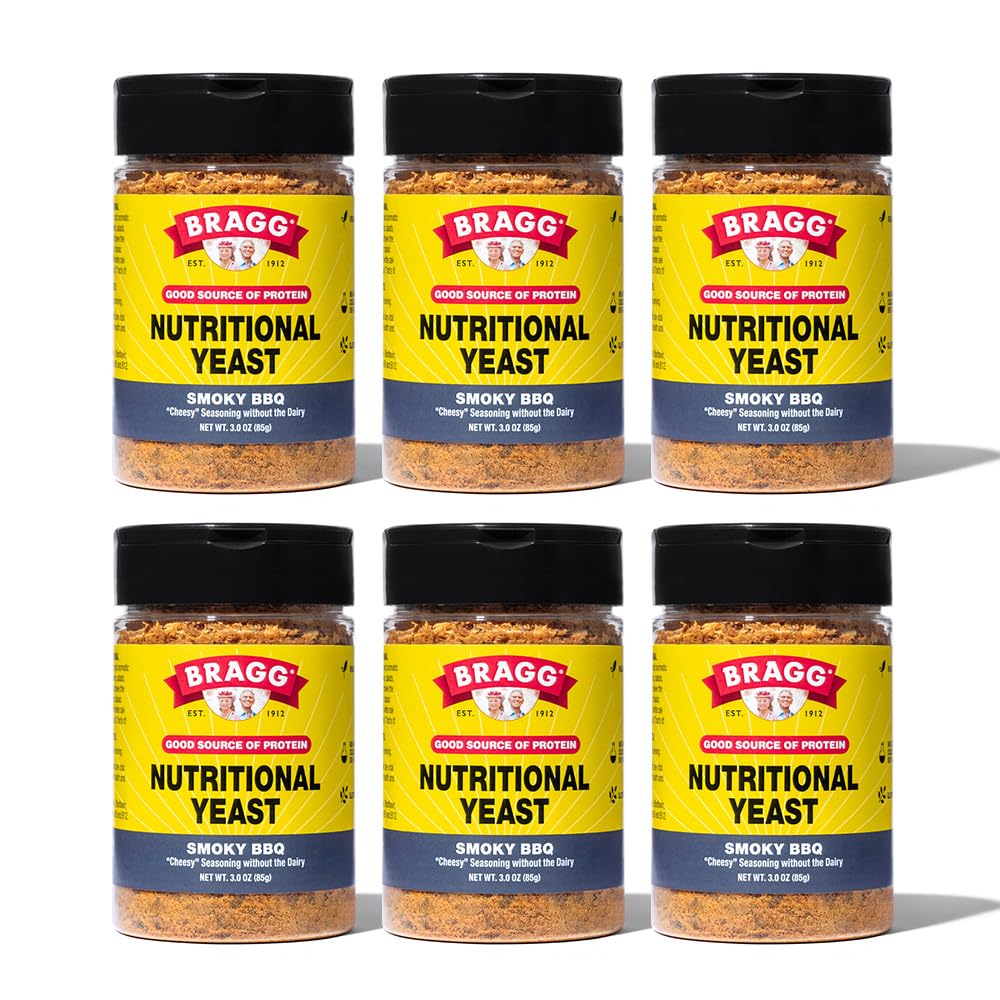 Bragg Nutritional Yeast Smoky BBQ Seasoning - (6 Pack) 3 oz - Dairy-Free Parmesan Cheese Substitute - Perfect for Salads, Pastas