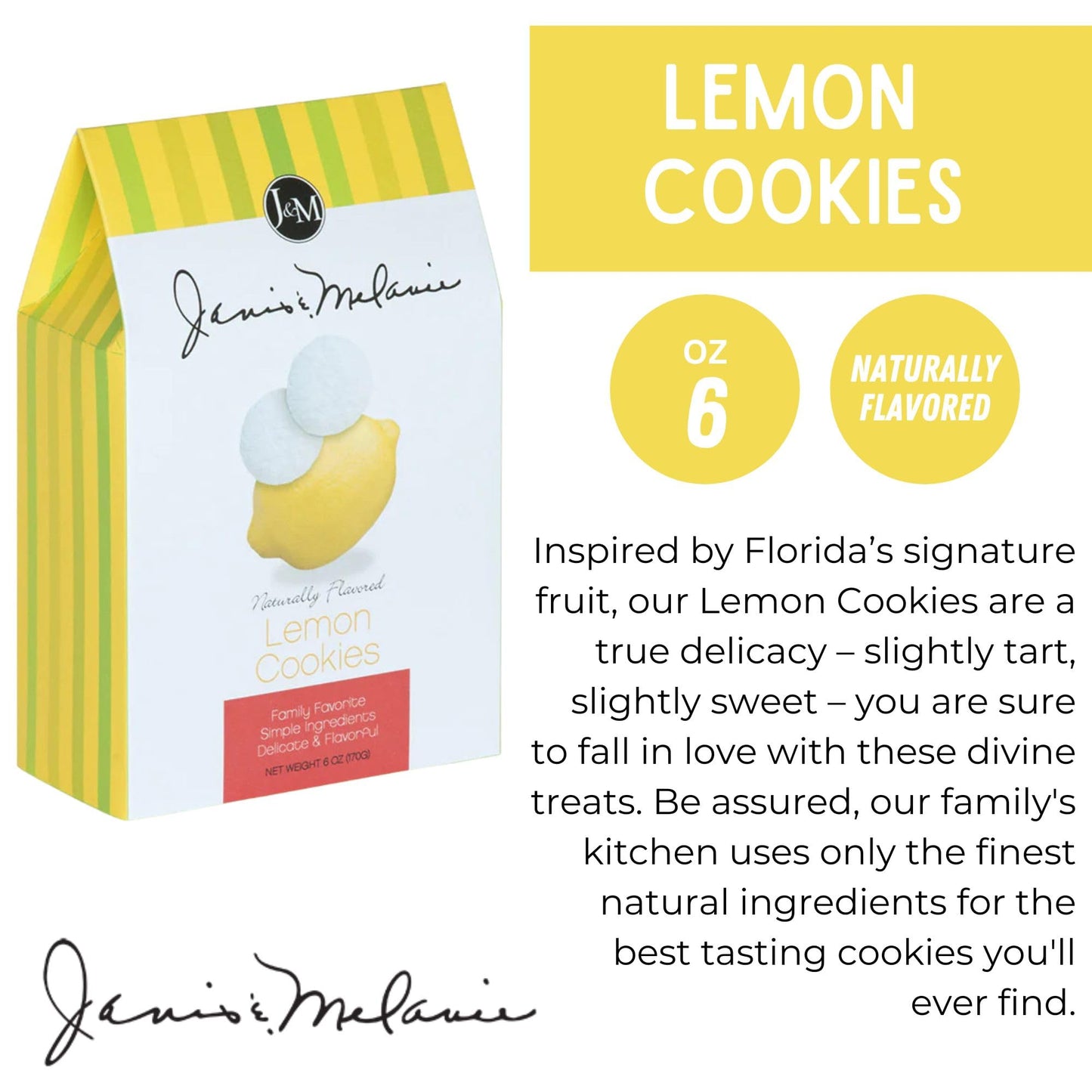 J&M Foods Lemon Cookies, Florida-Inspired, Made With Premium Natural Ingredients, Refreshing Citrus Flavor For Snacking & Gifts,