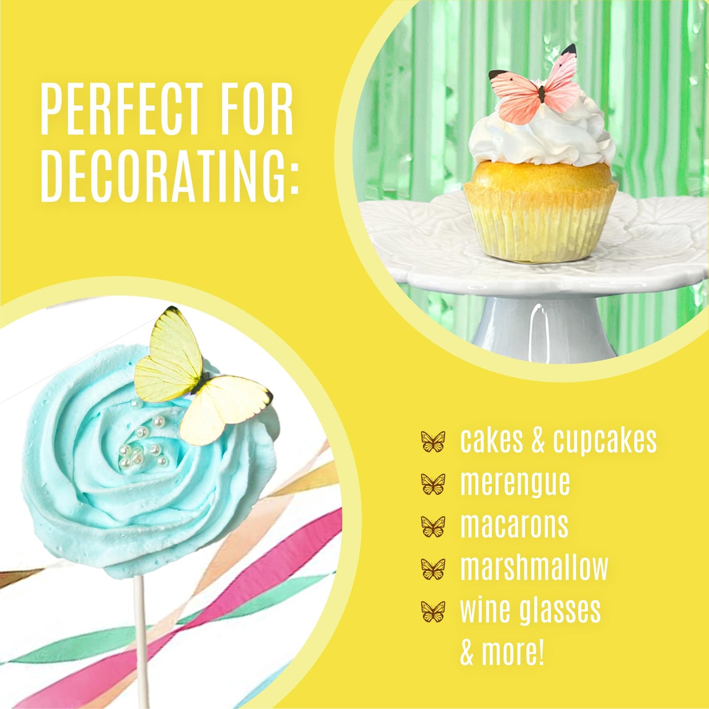 Sugar Robot Edible Butterflies For Cake Decorating - Small Pastel Yellow Butterfly Cake Toppers And Cupcake Toppers - Decoration
