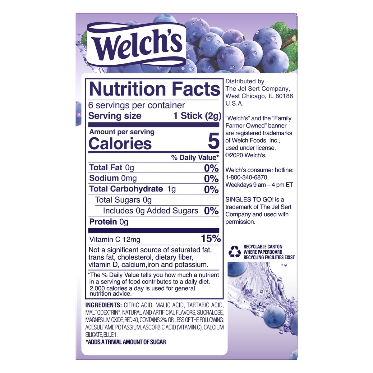 Welch'S Singles To Go! Drink Mix Variety Pack - Cherry Pomegrante, Strawberry Peach, Passion Fruit And Grape