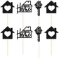 Gyufise Cupcake Toppers, 24 Pack, Glitter Key Housewarming Picks, 2.6x5.1 inches, Black, Paper
