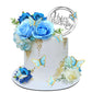 19 Pcs Flower Cake Toppers Butterfly Happy Birthday Cake Decorations With Artificial Blue Rose Flowers Eucalyptus Butterflies Fo