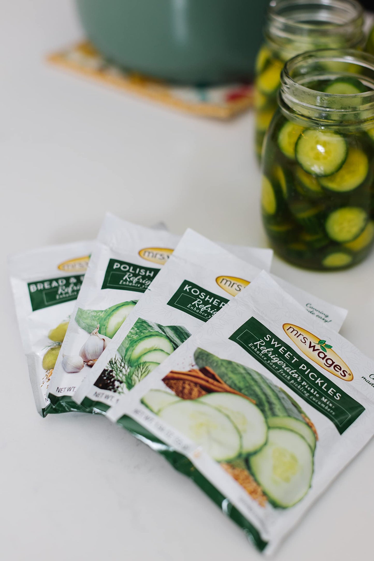 Mrs. Wages Sweet Pickles Refrigerator Mix, Easy Homemade Pickles, 1.9 oz Packet, Value Pack of 12