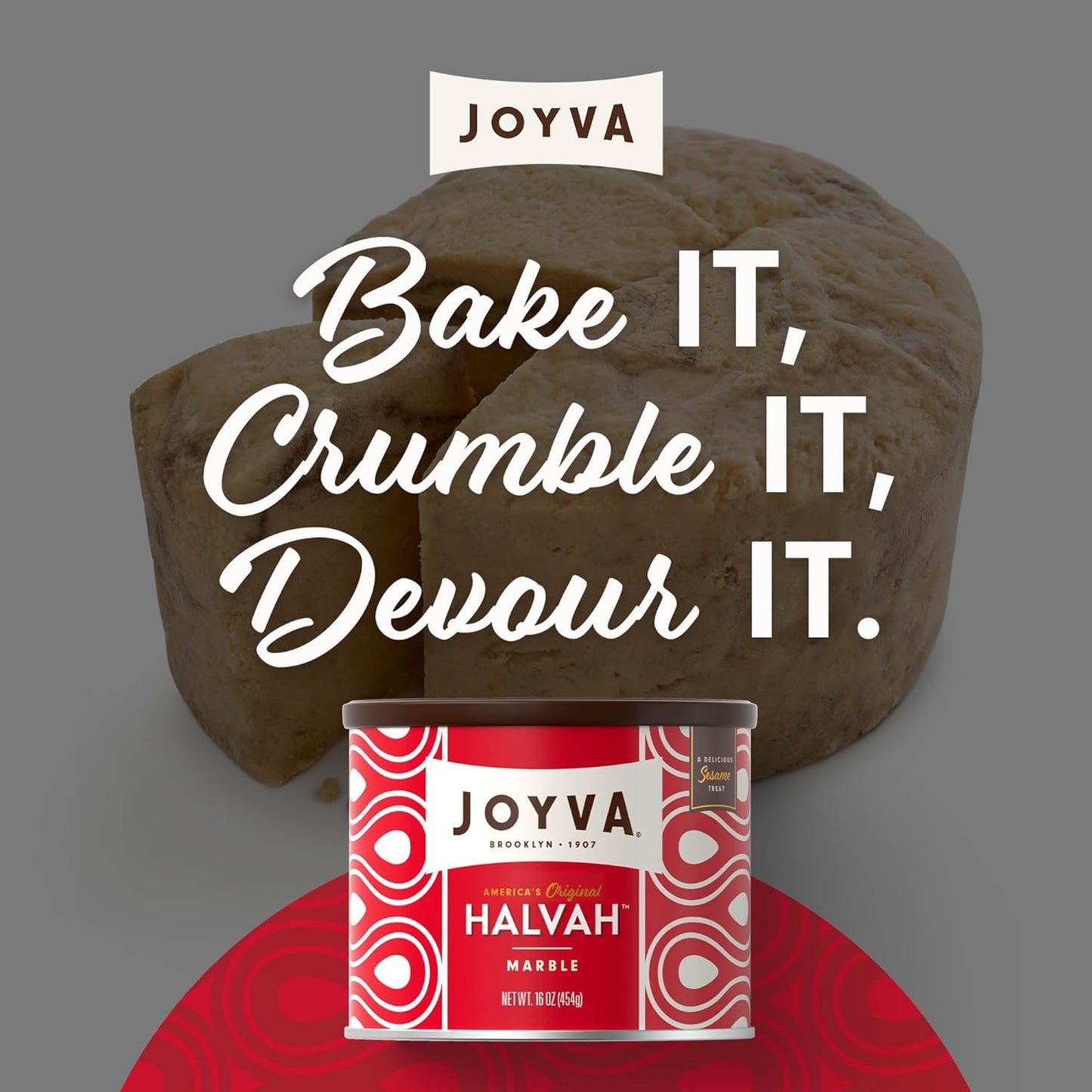 Joyva Halvah - Marble, 16oz | A Delicious Sesame Treat | Dairy Free, Gluten-Free & Kosher Parve | Handcrafted in Brooklyn (Pack