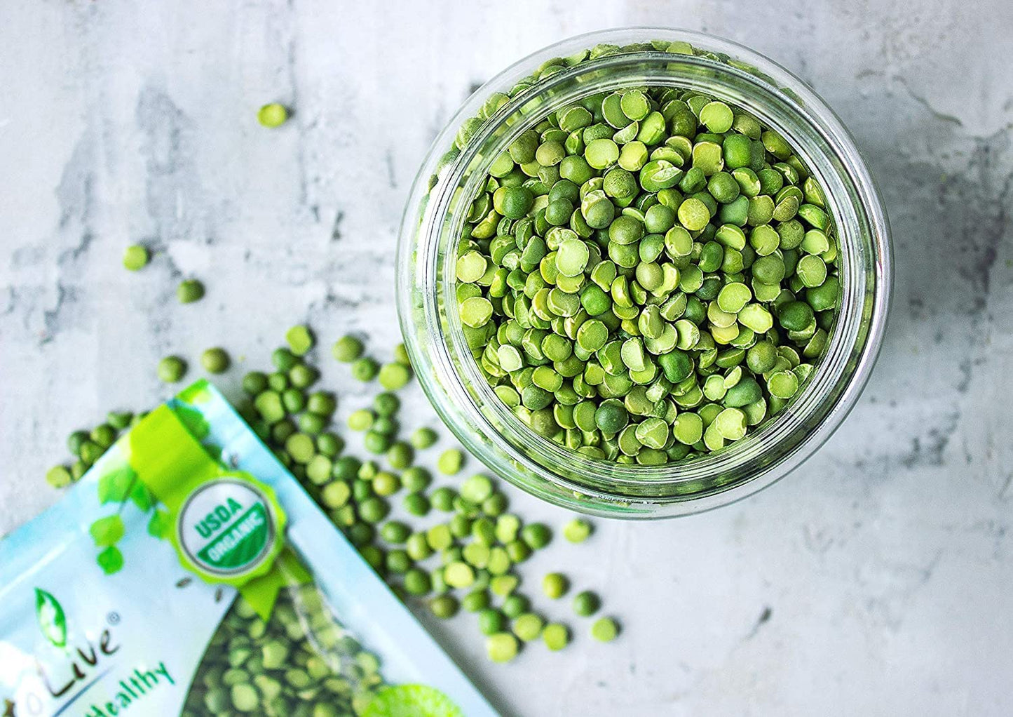 Food to Live Organic Green Split Peas, Non-GMO, Vegan, 15 Pounds, Bulk, Great Source of Protein and Fiber, Product of Canada