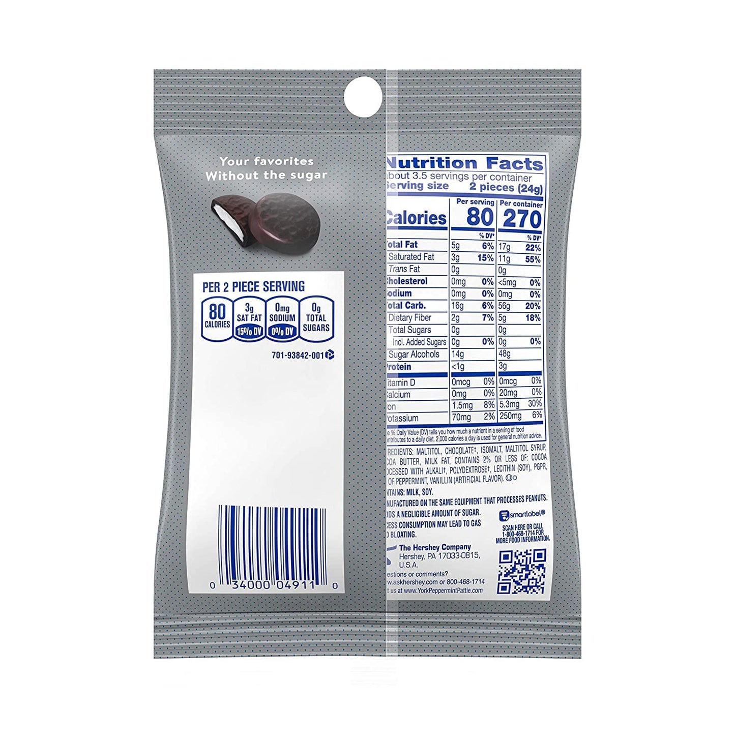 Sugar Free Candy Hersheys Sugar Free Chocolate 5 Variety Pack - Reeses Cups, York Mint Patties, Hershey Special Dark, Hershey Mi