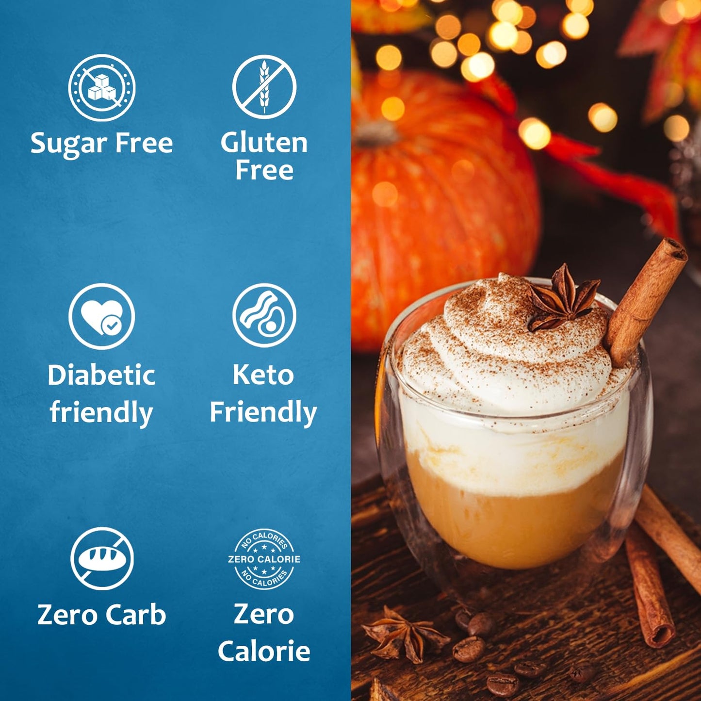 Syruvia Sugar Free Pumpkin Spice Syrup With Syrup Pump Dispenser - Pumpkin Spice Coffee Syrup Flavor, 25.4 Fl Oz, Kosher, Gluten