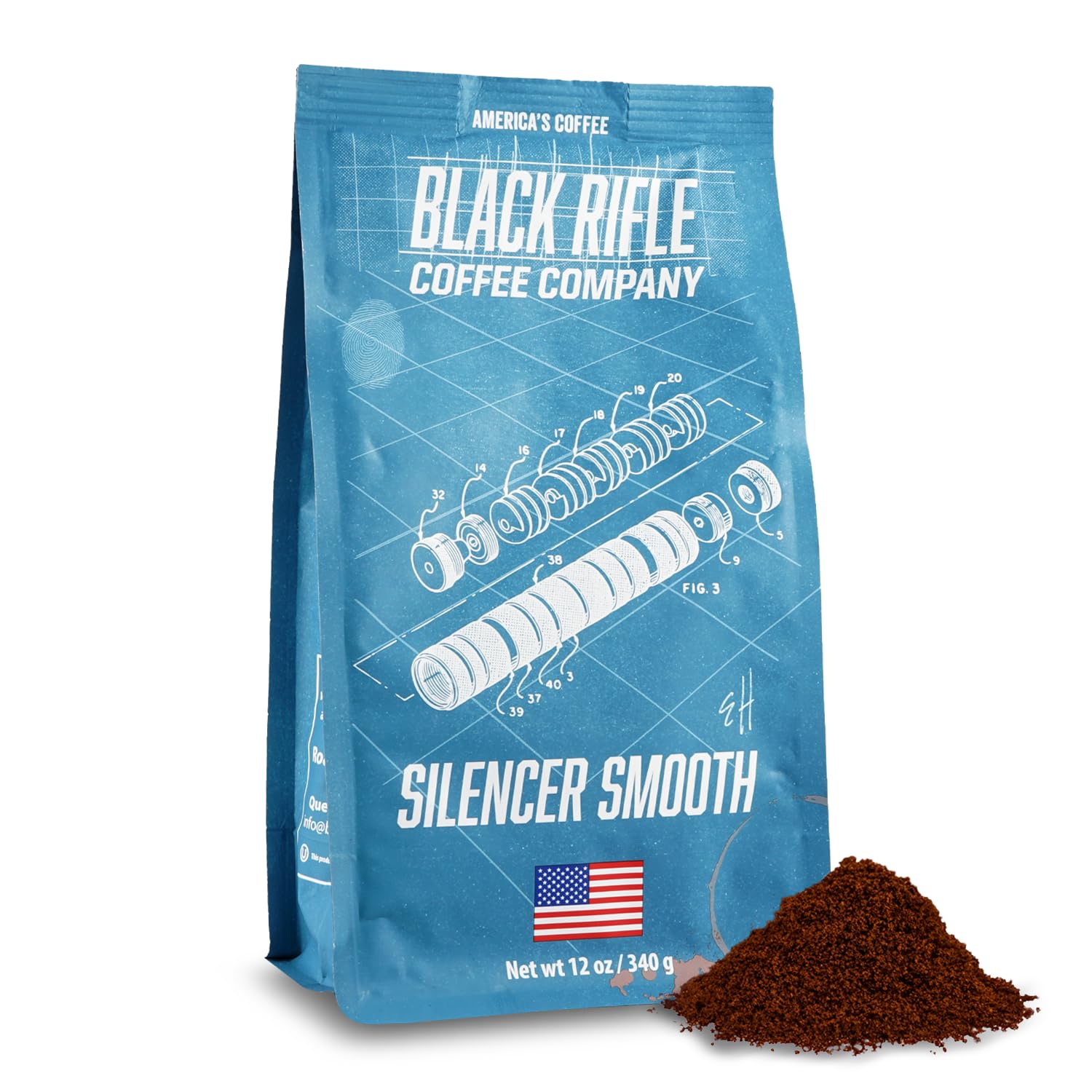 Black Rifle Coffee Company Ground Coffee, Silencer Smooth, Light Roast, 12oz Bag, Made from Colombian & Brazilian Arabica Beans