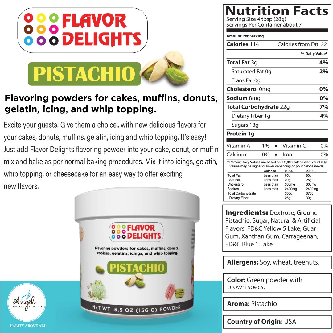 Angel Specialty Products Flavor Delights Flavored Powder Bakery Mix Pistachio