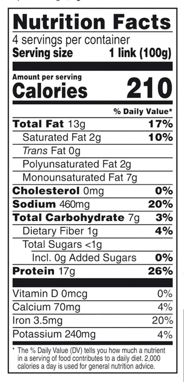 Beyond Meat Beyond Sausage Plant-Based Dinner Sausage Links, Brat Original 14 oz