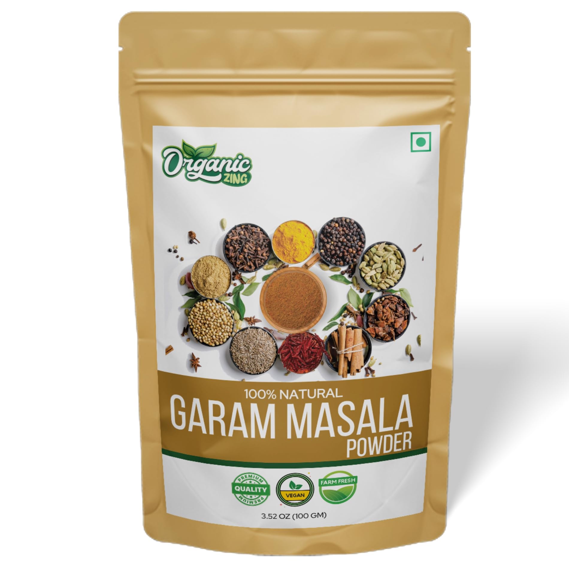 Organic Zing Organic Garam Masala - A Versatile Indian Blend of Spices and Herbs (100 Gram(3.52 Ounces Pack Of 1))