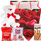 Valentines Day Gift Basket Set | Teddy Bear Plush (Color Varys), Creme Savers Hard Candy, Individually Wrapped, Hershey Kisses Milk Chocolate, Heart Shape Elmer Chocolates Dark Chocolate Or Hazelnut Pirouline Wafers, & Valentine Bag (Design Varies |