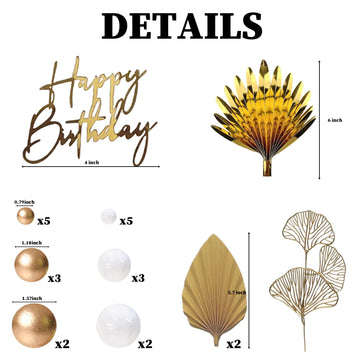 Gold Cake Toppers White Gold Cake Decorations For Women Men Birthday Boho Wedding Gold Cake Decor Birthday Cake Decoration (Whit