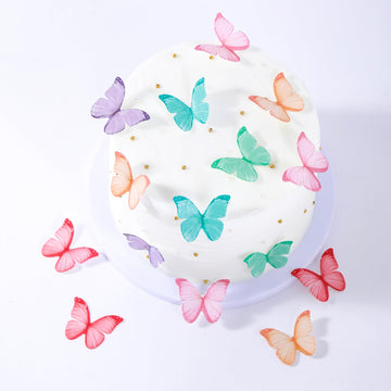 YOcity Butterfly Cupcake Toppers 48Pcs Edible Butterfly Cake Decorations Edible Butterflies for Cake Decorating Wafer Paper Butt