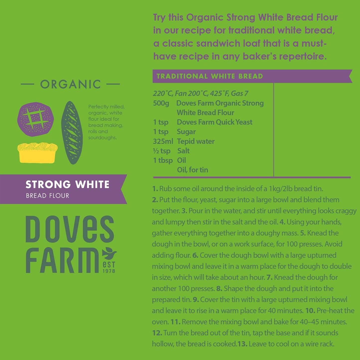 Doves Farm Organic Strong White Bread Flour | British Sourdough Bread & Roll Making Flour | Ideal For Artisan Breadmaking | Unbl
